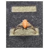Gold filled coral ring size 5.5
