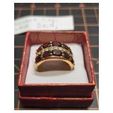 New garnet ring gold plated sz 9