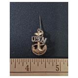 *USN Navy WWII 10K GF Sterling Pin