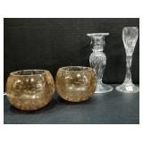 Crackle glass , Noritake crystal & other candle