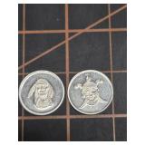 2, 1 gram 999 silver rounds