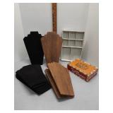 9 Jewelry displays,  cigar box & holder
