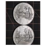 2 qty 1oz .999 Silver Eagle
