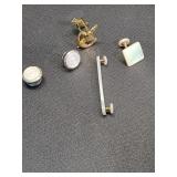 * Mismatched mother of pearl cufflinks tie bar +