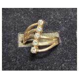 14kt gold diamond bypass ring 1/3ct vintage