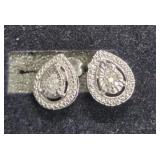 Dimond cluster teardrop earrings Sterling silver