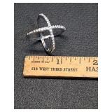 * X-shaped crossover cubic zirconia ring size 7