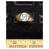 * Blue topaz & diamond 10k gold men's gemstone