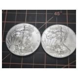2 qty 2010 1oz .999 Silver Eagles