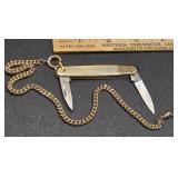 * Vintage watch chain w pocket knife fob