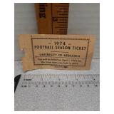 * 1974 Nebraska Season Football ticket