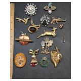 * Vintage brooches & pins, some marked