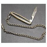 * Vintage watch chain w pocket knife fob