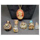 Tiny vintage perfume bottles & cameo perfume