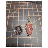 Gold filled Carnelian glass cameo watch fob