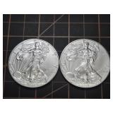2 qty 2017 1oz .999 Silver Eagles
