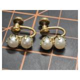 Gold filled pearl earrings vintage