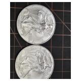 2 qty 1oz .999 Silver Eagles