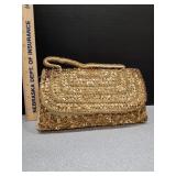 Richere Gold Satin Beaded clutch