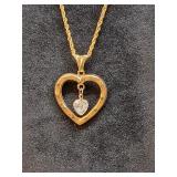 * Vintage new old stock crystal heart pendant