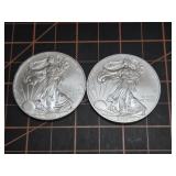 2 qty 2009 1oz .999 Silver Eagles