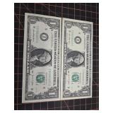 Fancy serial number $1 notes
