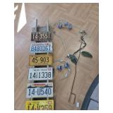 Yard decor, license plates