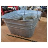 > Galvanized metal wash tub & bucket