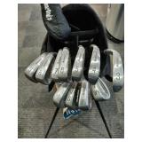 Tommy Armour 845 W- 9  & other golf clubs ,bag &