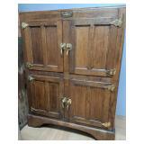 > Antique Herrick oak wood ice box refrigerator