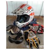 Motor cross helmet, gloves & Goggles