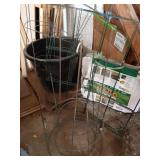 Black tub, tomato cages,  garden fence & edging