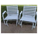 2 white painted gliders 25wx29hx27d