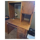 Solid wood Computer desk, desk lamp 39" x 26" x