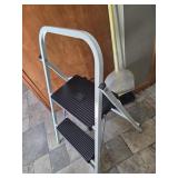 2 step folding ladder & broom