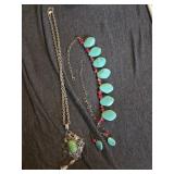 Whiting & Davis necklace + turquoise necklace &