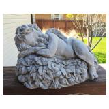 Concrete sleeping angel HEAVY 17" w x 9.5" h