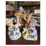 Lefton boy girl and rabbit figurines decor