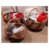 3 Wicker baskets & contents