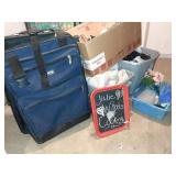 Totes , suitcase & contents & box of shoes