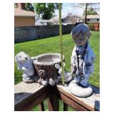 Cement yard art bunnies & boy doctor HEAVY