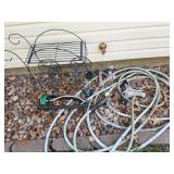 garden hose, sprinklers,  timers & plant stand