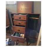 Jewelry armoire & contents 16" x 13" x 36" tall