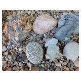 see pics - Concrete yard deco, rocks, dragonfly
