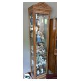 Tall oak lighted glass curio cabinet 75x17