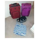 23" x 13" & 22" x 13" suitcases and cooler & tote