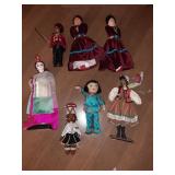 Folk art dolls, Navajo, Chinese,  South African &