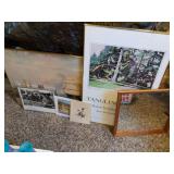 Large framed wall decor 23x36, mirror 20x21 +