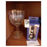 Affligem beer glass, cards, Lepton Bofie Island