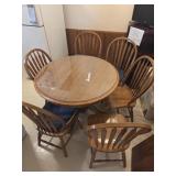 Wood Kitchen table 6 chairs with 1 leaf